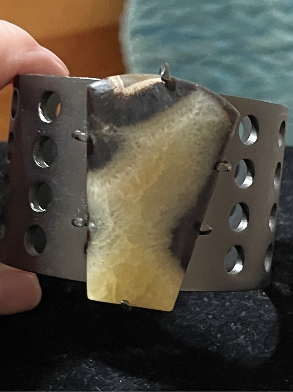 Kelly Wearstler Perforated
Stone Cuff Bracelet - Rare
Statement Agate Piece